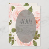 Elegant Blush Pink Springtime Floral 40th Birthday Kaart (Voorkant / Achterkant)