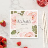 Elegant Blush Pink Springtime Floral Birthday Servet (Insitu)