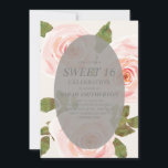 Elegant Blush Pink Springtime Floral Sweet 16 Kaart<br><div class="desc">Mooie zachte,  lichtroze waterverf met groene bladeren Sweet 16 verjaardagsfeest voor meisjes. Ideaal voor de lente of de zomerverjaardag.</div>