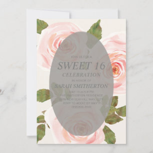 Elegant Blush Pink Springtime Floral Sweet 16 Kaart