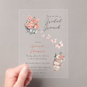 Elegant Blush Pink Tea Brunch Floral Vrijgezellenf Acryl Uitnodigingen (Insitu (Draagbaar))