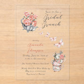 Elegant Blush Pink Tea Brunch Floral Vrijgezellenf Acryl Uitnodigingen (Voorkant)