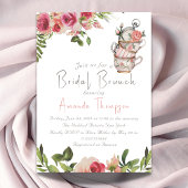 Elegant Blush Pink Tea Brunch Floral Vrijgezellenf Kaart