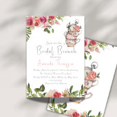 Elegant Blush Pink Tea Brunch Floral Vrijgezellenf Kaart