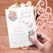 Elegant Blush Pink Tea Brunch Floral Vrijgezellenf Kaart