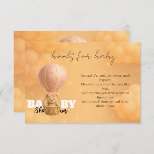 Elegant Blush Pink Teddy Bear Books for Baby Informatiekaartje (Voorkant / Achterkant)