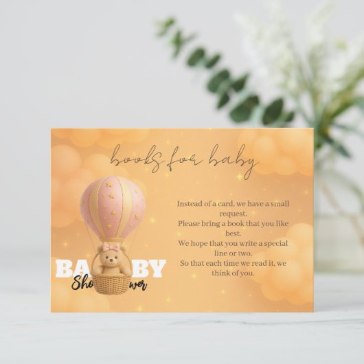 Elegant Blush Pink Teddy Bear Books for Baby Informatiekaartje (Staand voorkant)