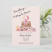 Elegant Blush Pink Travel Adventure Vrijgezellenfe Kaart (Staand voorkant)