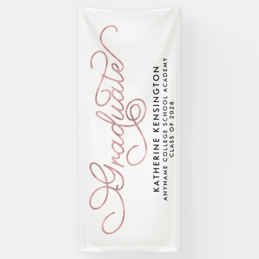 Elegant Blush Pink Typografie Afstuderen Spandoek (Verticaal)