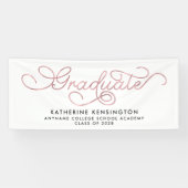 Elegant Blush Pink Typografie Afstuderen Spandoek (Horizontaal)