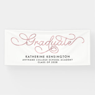 Elegant Blush Pink Typografie Afstuderen Spandoek