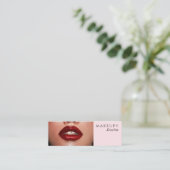 Elegant Blush Pink Typography Photo Makeup Mini Visitekaartje (Staand voorkant)