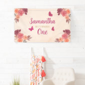 Elegant Blush Pink Watercolor Floral 1st Birthday Spandoek (Insitu)