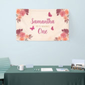 Elegant Blush Pink Watercolor Floral 1st Birthday Spandoek (Beurs)