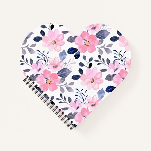 Elegant Blush Pink Watercolor Floral Phone Case Notitieboek (Voorkant)