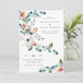 Elegant Blush Pink Waterverf Botanical Weddenschap Kaart (Staand voorkant)