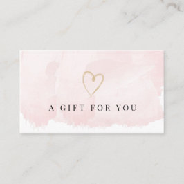 Elegant Blush Pink Waterverf Cadeaubon Visitekaartje