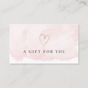 Elegant Blush Pink Waterverf Cadeaubon Visitekaartje