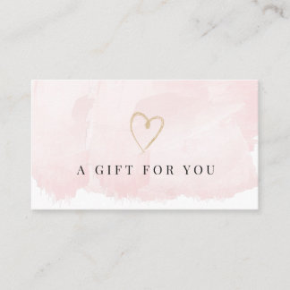 Elegant Blush Pink Waterverf Cadeaubon Visitekaartje