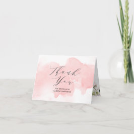 Elegant Blush Pink Waterverf Dank je vouwen Bedankkaart