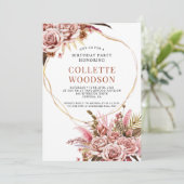Elegant Blush Pink Waterverf Floral Birthday Kaart (Staand voorkant)