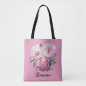 Elegant Blush Pink Waterverf Floral Bridesmaid Tote Bag (Voorkant)