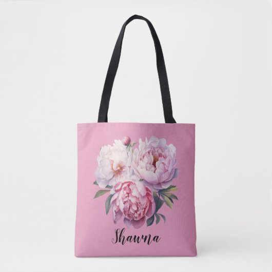 Elegant Blush Pink Waterverf Floral Bridesmaid Tote Bag (Voorkant)