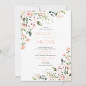 Elegant Blush Pink Waterverf Floral Foto Kaart (Voorkant)