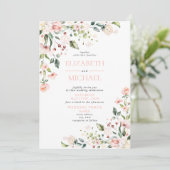 Elegant Blush Pink Waterverf Floral Foto Kaart (Staand voorkant)
