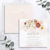 Elegant Blush Pink Waterverf Floral Girl Baptisme Kaart