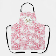 Elegant Blush Pink Waterverf Floral Gold Monogram