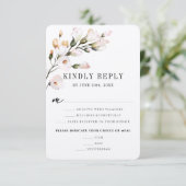 Elegant Blush Pink Waterverf Floral Meal Choice RSVP Kaartje (Staand voorkant)