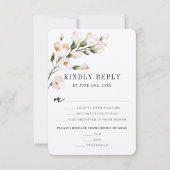 Elegant Blush Pink Waterverf Floral Meal Choice RSVP Kaartje (Voorkant)