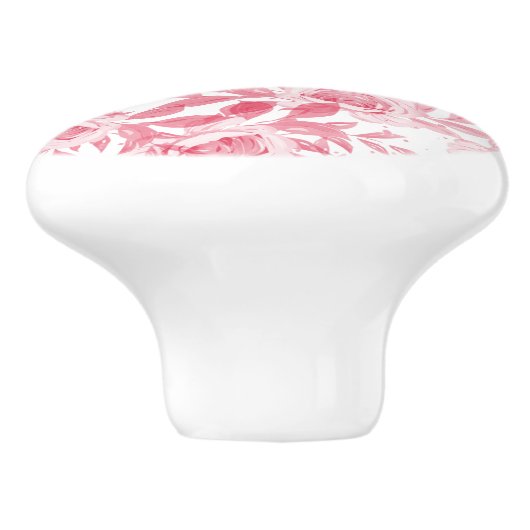 Elegant Blush Pink Waterverf Floral Monogram Keramische Knop (Zijkant)