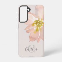 Elegant Blush Pink Waterverf Floral Monogram