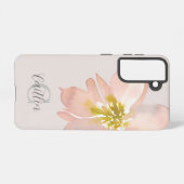 Elegant Blush Pink Waterverf Floral Monogram Samsung Galaxy Hoesje (Achterkant horizontaal)