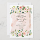 Elegant Blush Pink Waterverf Floral Script Foto Kaart (Voorkant)