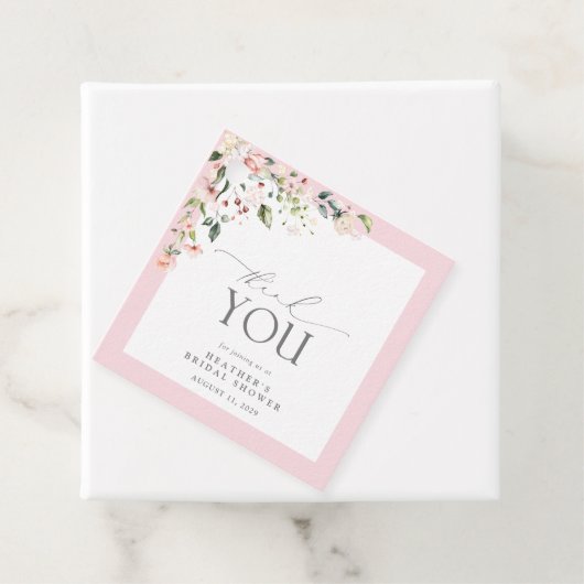 Elegant Blush Pink Waterverf Floral Vrijgezellenfe Bedankjes Labels (In situ)