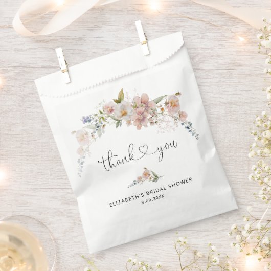 Elegant Blush Pink Waterverf Floral Vrijgezellenfe Bedankzakje (Geknipt)