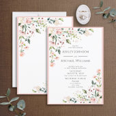 Elegant Blush Pink Waterverf Floral Wedding Kaart