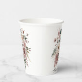 Elegant Blush Pink Waterverf Floral Wedding Papieren Bekers (Rechts)