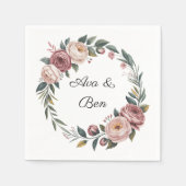 Elegant Blush Pink Waterverf Floral Wedding Servet (Voorkant)