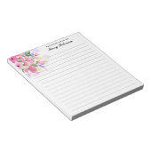 Elegant Blush Pink Waterverf Flowers Gepersonalise Notitieblok (Schuin)