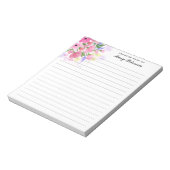 Elegant Blush Pink Waterverf Flowers Gepersonalise Notitieblok (Linkerzijde)