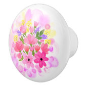 Elegant Blush Pink Waterverf Flowers Keramische Knop (Rechts)