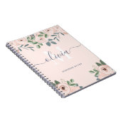 Elegant Blush Pink Waterverf Flowers | Monogram Notitieboek (Rechterzijde)