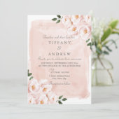 Elegant Blush Pink Waterverf Flowers Weddenschap Kaart (Staand voorkant)
