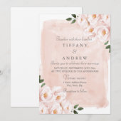 Elegant Blush Pink Waterverf Flowers Weddenschap Kaart (Voorkant / Achterkant)