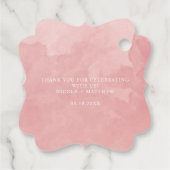 Elegant Blush Pink Waterverf Monogram Weddenschap Bedankjes Labels (Achterkant)