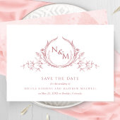 Elegant Blush Pink Waterverf Monogram Weddenschap Save The Date